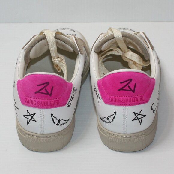 Zadig & Voltaire Charms Print Logo Leather & Suede Sneakers EU 40 / US 10 NEW - Picture 9 of 11